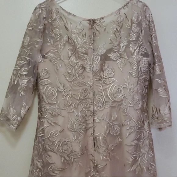 La Femme Lace V Neck A-Line Dress - Picture 8 of 8